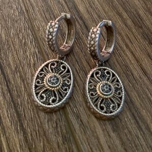 VTG Sterling Silver 925 & 14K Yellow Gold marcasite made in Thailand dangle